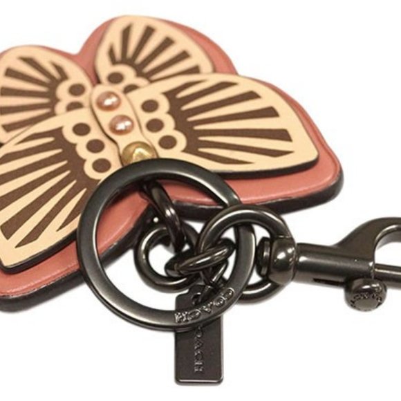 COACH 🦋 Butterfly 🦋 Pink Leather Bag Charm NWT RETAIL MODEL - Picture 4 of 5